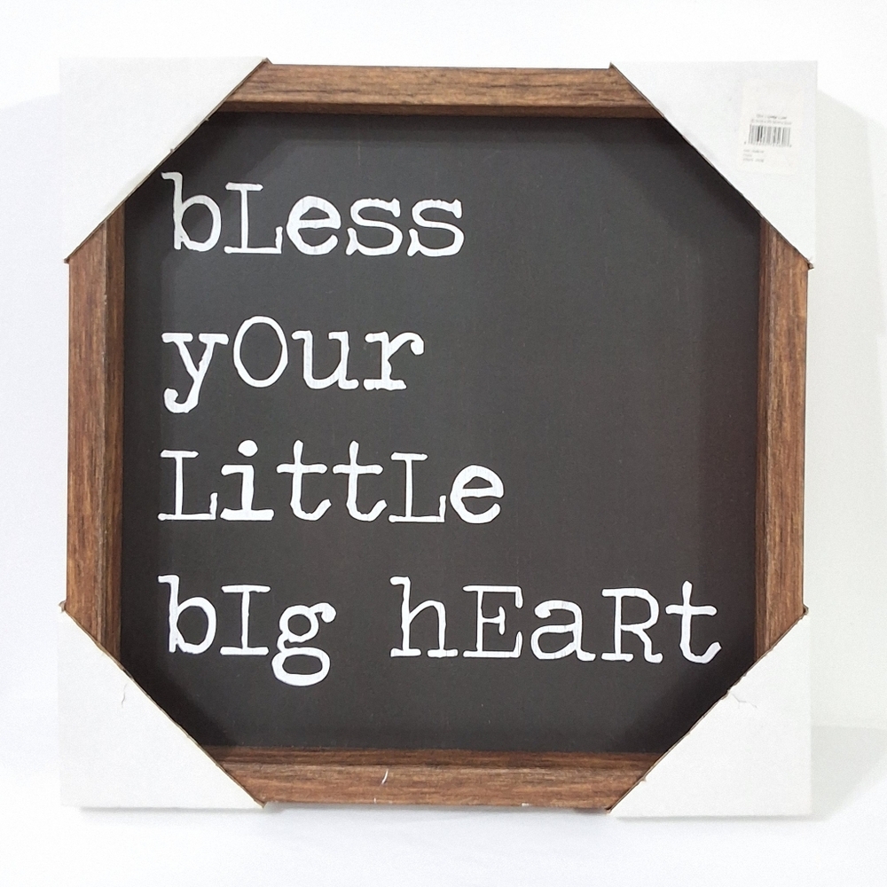 Bless Your Little Big Heart Wood Sign, NEW, 12 in x 12 in x 1.2 in